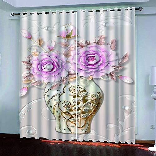 MAYNUO Verdunklungsvorhänge Kinderzimmer 3D Vase Mit Rosa Blumen Vorhang Blickdicht Gardinen Mädchen 140x160 cm Vorhänge Für Schlafzimmer Wohnzimmer, Verdunkelung Mit Ösen MAYNUO Verdunklungsvorhänge Kinderzimmer 3D Vase Mit Rosa Blumen Vorhang Blickdicht Gardinen Mädchen 140x160 cm Vorhänge Für Schlafzimmer Wohnzimmer, Verdunkelung Mit Ösen von MAYNUO
