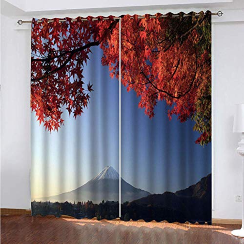 MAYNUO Vorhänge Blickdicht 3D Ahornbaum-Schneelandschaft Gardinen 140x240 cm Verdunklungsvorhänge Ösen, Drucken Curtains Für Schlafzimmer Wohnzimmer Deko, Verdunklungsgardine 2Er Set von MAYNUO