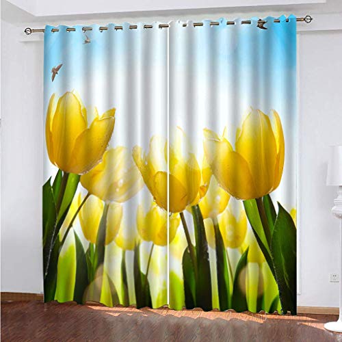 MAYNUO Vorhänge Blickdicht 3D Gelbe Blumen Pflanzen Gardinen 140x240 cm Verdunklungsvorhänge Ösen, Drucken Curtains Für Schlafzimmer Wohnzimmer Deko, Verdunklungsgardine 2Er Set MAYNUO Vorhänge Blickdicht 3D Gelbe Blumen Pflanzen Gardinen 140x240 cm Verdunklungsvorhänge Ösen, Drucken Curtains Für Schlafzimmer Wohnzimmer Deko, Verdunklungsgardine 2Er Set von MAYNUO