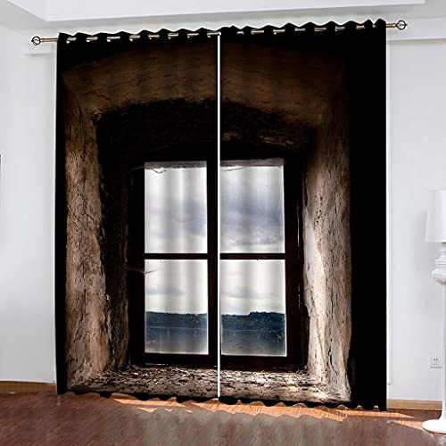 MAYNUO Vorhänge Blickdicht 3D Retro-Haus Mit Balkon Und Druck Gardinen 140x240 cm Verdunklungsvorhänge Ösen, Drucken Curtains Für Schlafzimmer Wohnzimmer Deko, Verdunklungsgardine 2Er Set MAYNUO Vorhänge Blickdicht 3D Retro-Haus Mit Balkon Und Druck Gardinen 140x240 cm Verdunklungsvorhänge Ösen, Drucken Curtains Für Schlafzimmer Wohnzimmer Deko, Verdunklungsgardine 2Er Set von MAYNUO