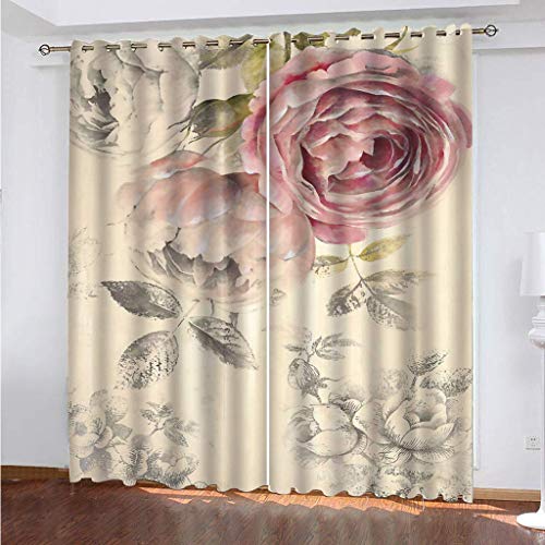 MAYNUO Vorhänge Blickdicht 3D Retro-Rosa Blume Gardinen 140x240 cm Verdunklungsvorhänge Ösen, Drucken Curtains Für Schlafzimmer Wohnzimmer Deko, Verdunklungsgardine 2Er Set MAYNUO Vorhänge Blickdicht 3D Retro-Rosa Blume Gardinen 140x240 cm Verdunklungsvorhänge Ösen, Drucken Curtains Für Schlafzimmer Wohnzimmer Deko, Verdunklungsgardine 2Er Set von MAYNUO