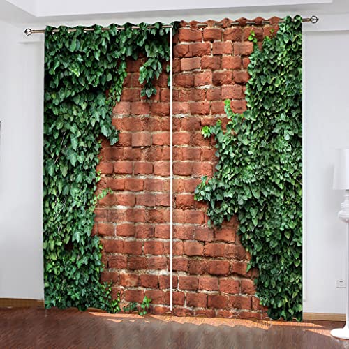 MAYNUO Vorhänge Blickdicht 3D Rote Ziegelmauer Pflanzen Gardinen 140x240 cm Verdunklungsvorhänge Ösen, Drucken Curtains Für Schlafzimmer Wohnzimmer Deko, Verdunklungsgardine 2Er Set MAYNUO Vorhänge Blickdicht 3D Rote Ziegelmauer Pflanzen Gardinen 140x240 cm Verdunklungsvorhänge Ösen, Drucken Curtains Für Schlafzimmer Wohnzimmer Deko, Verdunklungsgardine 2Er Set von MAYNUO