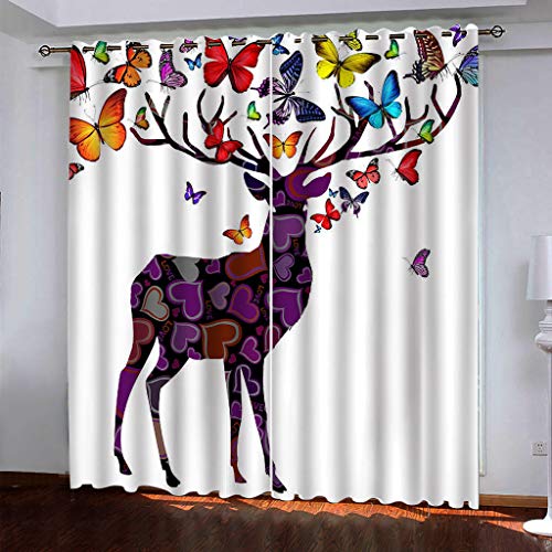 MAYNUO Vorhänge Blickdicht 3D Schmetterling Herzförmiger Elch Gardinen 140x240 cm Verdunklungsvorhänge Ösen, Drucken Curtains Für Schlafzimmer Wohnzimmer Deko, Verdunklungsgardine 2Er Set MAYNUO Vorhänge Blickdicht 3D Schmetterling Herzförmiger Elch Gardinen 140x240 cm Verdunklungsvorhänge Ösen, Drucken Curtains Für Schlafzimmer Wohnzimmer Deko, Verdunklungsgardine 2Er Set von MAYNUO