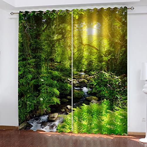 Verdunklungsvorhänge 3D Grüner Wald Bachlandschaft Gardinen Mit Ösen Blickdichte Vorhänge Für Schlafzimmer Wohnzimmer 200x160 Cm Vorhang Kinderzimmer Junge, 2Er Set Gardinen Mit Ösen, Abdunkelnde Verdunklungsvorhänge 3D Grüner Wald Bachlandschaft Gardinen Mit Ösen Blickdichte Vorhänge Für Schlafzimmer Wohnzimmer 200x160 Cm Vorhang Kinderzimmer Junge, 2Er Set Gardinen Mit Ösen, Abdunkelnde von MAYNUO