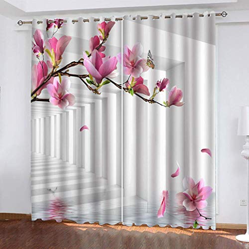 Verdunklungsvorhänge 3D Rosa Blumen Raumausdehnung Gardinen Mit Ösen Blickdichte Vorhänge Für Schlafzimmer Wohnzimmer 200x160 Cm Vorhang Kinderzimmer Junge, 2Er Set Gardinen Mit Ösen, Abdunkelnde Verdunklungsvorhänge 3D Rosa Blumen Raumausdehnung Gardinen Mit Ösen Blickdichte Vorhänge Für Schlafzimmer Wohnzimmer 200x160 Cm Vorhang Kinderzimmer Junge, 2Er Set Gardinen Mit Ösen, Abdunkelnde von MAYNUO