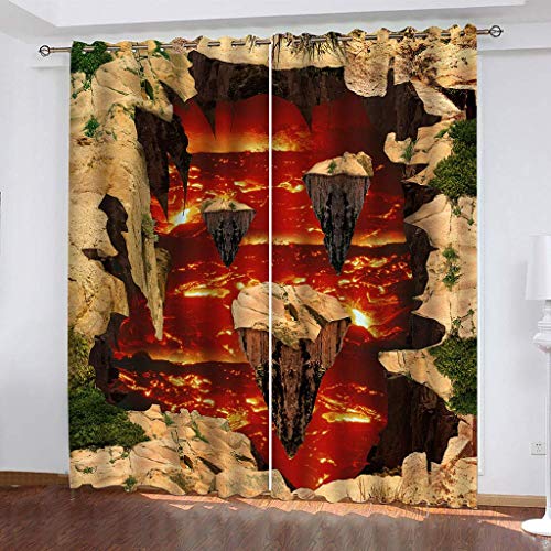 Verdunklungsvorhänge 3D Roter Magmadruck Gardinen Mit Ösen Blickdichte Vorhänge Für Schlafzimmer Wohnzimmer 200x160 cm Vorhang Kinderzimmer Junge, 2Er Set Gardinen Mit Ösen, Abdunkelnde Verdunklungsvorhänge 3D Roter Magmadruck Gardinen Mit Ösen Blickdichte Vorhänge Für Schlafzimmer Wohnzimmer 200x160 cm Vorhang Kinderzimmer Junge, 2Er Set Gardinen Mit Ösen, Abdunkelnde von MAYNUO