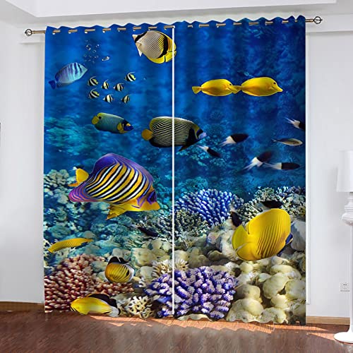 Verdunklungsvorhänge Kinderzimmer 3D Kleine Fische Unter Dem Meer Blau Vorhang Kinderzimmer Blickdicht Gardinen Mädchen 140x160 cm Vorhänge Für Schlafzimmer Wohnzimmer, Verdunkelung Vorhänge Mit Öse Verdunklungsvorhänge Kinderzimmer 3D Kleine Fische Unter Dem Meer Blau Vorhang Kinderzimmer Blickdicht Gardinen Mädchen 140x160 cm Vorhänge Für Schlafzimmer Wohnzimmer, Verdunkelung Vorhänge Mit Öse von MAYNUO