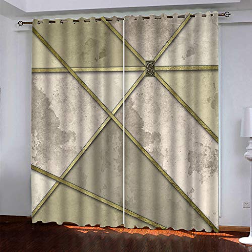 Verdunklungsvorhänge Kinderzimmer 3D Retro-Goldenes Muster Vorhang Blickdicht Gardinen Mädchen 140x160 cm Vorhänge Für Schlafzimmer Wohnzimmer, Verdunkelung Mit Ösen Verdunklungsvorhänge Kinderzimmer 3D Retro-Goldenes Muster Vorhang Blickdicht Gardinen Mädchen 140x160 cm Vorhänge Für Schlafzimmer Wohnzimmer, Verdunkelung Mit Ösen von MAYNUO