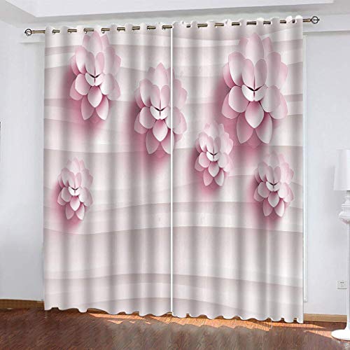 Verdunklungsvorhänge Kinderzimmer 3D Rosa Blumen Muster Vorhang Blickdicht Gardinen Mädchen 140x160 cm Vorhänge Für Schlafzimmer Wohnzimmer, Verdunkelung Mit Ösen Verdunklungsvorhänge Kinderzimmer 3D Rosa Blumen Muster Vorhang Blickdicht Gardinen Mädchen 140x160 cm Vorhänge Für Schlafzimmer Wohnzimmer, Verdunkelung Mit Ösen von MAYNUO