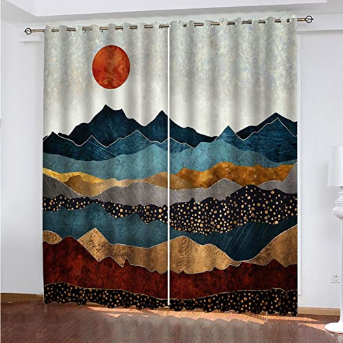 Vorhänge Mit Ösen Für Schlafzimmer Kinderzimmer Geräuschreduzierung 3D Abstrakte Berge Landschaft Muster Wohnzimmer Kinderzimmer 2 Stücke 234x230 cm Blickdichte Gardinen, Verdunkelungsvorhang Vorhänge Mit Ösen Für Schlafzimmer Kinderzimmer Geräuschreduzierung 3D Abstrakte Berge Landschaft Muster Wohnzimmer Kinderzimmer 2 Stücke 234x230 cm Blickdichte Gardinen, Verdunkelungsvorhang von MAYNUO