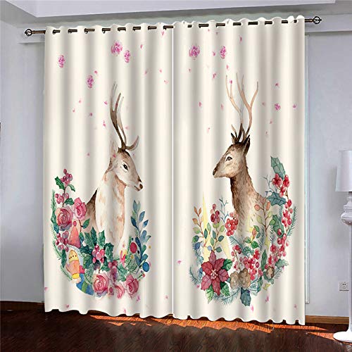 Vorhänge Mit Ösen Für Schlafzimmer Kinderzimmer Geräuschreduzierung 3D Blumen Und Tiere Elche Muster Wohnzimmer 2 Stücke 180x250 cm Blickdichte Gardinen, Verdunkelungsvorhang Vorhänge Mit Ösen Für Schlafzimmer Kinderzimmer Geräuschreduzierung 3D Blumen Und Tiere Elche Muster Wohnzimmer 2 Stücke 180x250 cm Blickdichte Gardinen, Verdunkelungsvorhang von MAYNUO