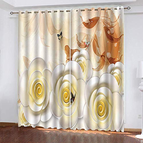Vorhänge Mit Ösen Für Schlafzimmer Kinderzimmer Geräuschreduzierung 3D Schmetterling Weiße Blume Muster Wohnzimmer 2 Stücke 180x250 cm Blickdichte Gardinen, Verdunkelungsvorhang Vorhänge Mit Ösen Für Schlafzimmer Kinderzimmer Geräuschreduzierung 3D Schmetterling Weiße Blume Muster Wohnzimmer 2 Stücke 180x250 cm Blickdichte Gardinen, Verdunkelungsvorhang von MAYNUO