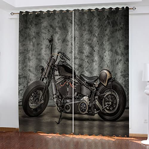 Vorhänge Mit Ösen Für Schlafzimmer Kinderzimmer Geräuschreduzierung 3D Vintage-Motorrad Muster Wohnzimmer Kinderzimmer 2 Stücke 234x230 cm Blickdichte Gardinen, Verdunkelungsvorhang Vorhänge Mit Ösen Für Schlafzimmer Kinderzimmer Geräuschreduzierung 3D Vintage-Motorrad Muster Wohnzimmer Kinderzimmer 2 Stücke 234x230 cm Blickdichte Gardinen, Verdunkelungsvorhang von MAYNUO
