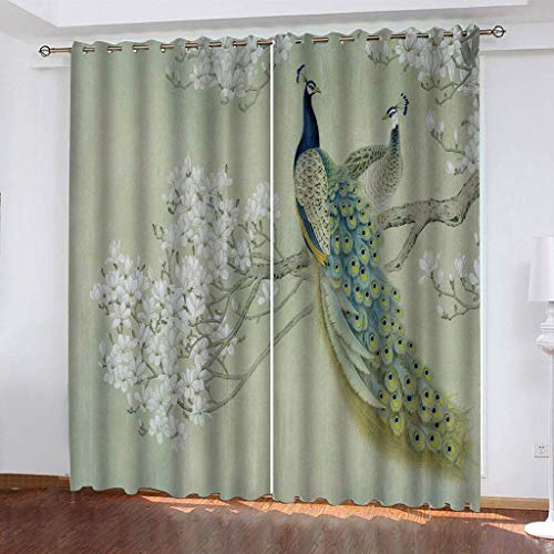 Vorhänge Schlafzimmer 3D Blumen-Pfauenmuster Verdunkelung 200x200 cm Gardinen Blickdichte Ösen Thermo Vorhang, Mit Muster Für Fenster Wohnzimmer Vorhänge Schlafzimmer 3D Blumen-Pfauenmuster Verdunkelung 200x200 cm Gardinen Blickdichte Ösen Thermo Vorhang, Mit Muster Für Fenster Wohnzimmer von MAYNUO