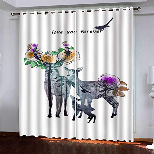 Vorhänge Schlafzimmer 3D Blumen Wald Elch Verdunkelung 200x200 cm Gardinen Blickdichte Ösen Thermo Vorhang, Mit Muster Für Fenster Wohnzimmer Vorhänge Schlafzimmer 3D Blumen Wald Elch Verdunkelung 200x200 cm Gardinen Blickdichte Ösen Thermo Vorhang, Mit Muster Für Fenster Wohnzimmer von MAYNUO