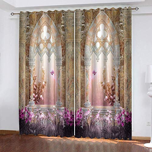 Vorhänge Schlafzimmer 3D Gartenarchitektur Im Europäischen Stil Blackout Curtain Verdunkelung 200x200 cm Gardinen Blickdichte Ösen Thermo Vorhang, Mit Muster Für Fenster Wohnzimmer Vorhänge Schlafzimmer 3D Gartenarchitektur Im Europäischen Stil Blackout Curtain Verdunkelung 200x200 cm Gardinen Blickdichte Ösen Thermo Vorhang, Mit Muster Für Fenster Wohnzimmer von MAYNUO