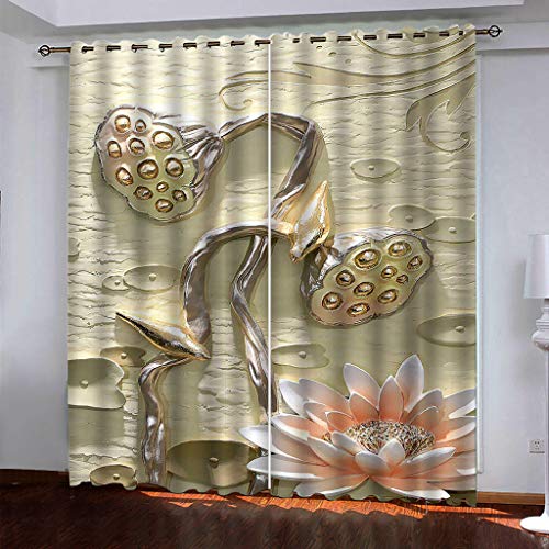 Vorhänge Schlafzimmer 3D Relief Lotusblumen Pflanzen Verdunkelung 200x200 cm Gardinen Blickdichte Ösen Thermo Vorhang, Mit Muster Für Fenster Wohnzimmer Vorhänge Schlafzimmer 3D Relief Lotusblumen Pflanzen Verdunkelung 200x200 cm Gardinen Blickdichte Ösen Thermo Vorhang, Mit Muster Für Fenster Wohnzimmer von MAYNUO