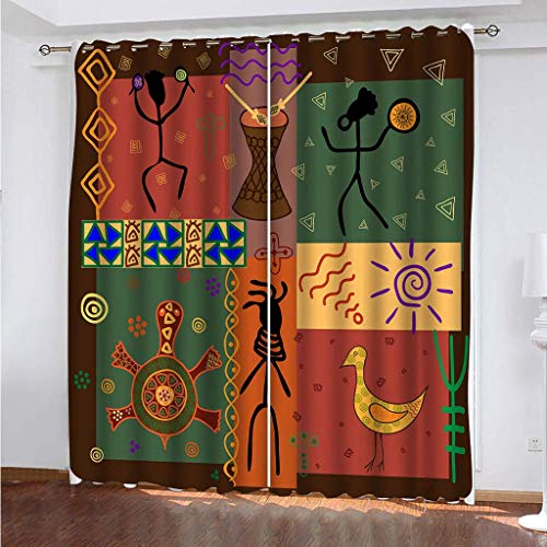 Vorhänge Schlafzimmer 3D Retro-Abstrakte Figuren Verdunkelung 200x200 cm Gardinen Blickdichte Ösen Thermo Vorhang, Mit Muster Für Fenster Wohnzimmer Vorhänge Schlafzimmer 3D Retro-Abstrakte Figuren Verdunkelung 200x200 cm Gardinen Blickdichte Ösen Thermo Vorhang, Mit Muster Für Fenster Wohnzimmer von MAYNUO
