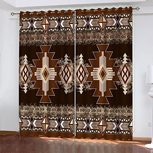 Vorhänge Schlafzimmer 3D Retro-Geometrisches Muster Verdunkelung 200x200 cm Gardinen Blickdichte Ösen Thermo Vorhang, Mit Muster Für Fenster Wohnzimmer von MAYNUO