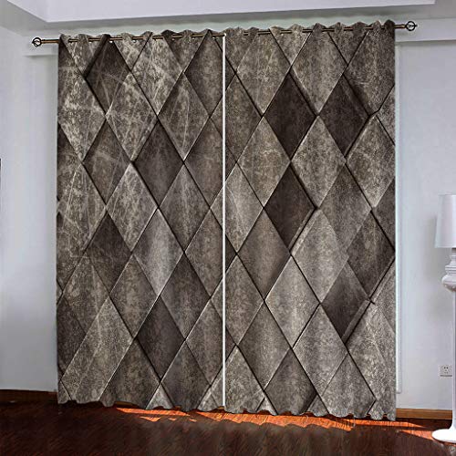 Vorhänge Schlafzimmer 3D Retro-Graues Quadrat Verdunkelung 200x200 cm Gardinen Blickdichte Ösen Thermo Vorhang, Mit Muster Für Fenster Wohnzimmer Vorhänge Schlafzimmer 3D Retro-Graues Quadrat Verdunkelung 200x200 cm Gardinen Blickdichte Ösen Thermo Vorhang, Mit Muster Für Fenster Wohnzimmer von MAYNUO