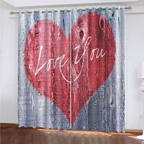 Vorhänge Schlafzimmer 3D Retro-Rotes Herz Verdunkelung 200x200 cm Gardinen Blickdichte Ösen Thermo Vorhang, Mit Muster Für Fenster Wohnzimmer Vorhänge Schlafzimmer 3D Retro-Rotes Herz Verdunkelung 200x200 cm Gardinen Blickdichte Ösen Thermo Vorhang, Mit Muster Für Fenster Wohnzimmer von MAYNUO