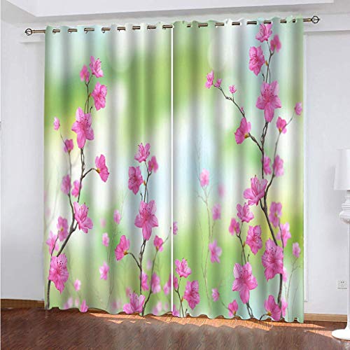 Vorhänge Schlafzimmer 3D Rosa Blüten Verdunkelung 200x200 cm Gardinen Blickdichte Ösen Thermo Vorhang, Mit Muster Für Fenster Wohnzimmer Vorhänge Schlafzimmer 3D Rosa Blüten Verdunkelung 200x200 cm Gardinen Blickdichte Ösen Thermo Vorhang, Mit Muster Für Fenster Wohnzimmer von MAYNUO