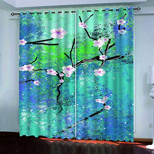 Vorhänge Schlafzimmer 3D Rosa Blumen Blaue Kunst Verdunkelung 200x200 cm Gardinen Blickdichte Ösen Thermo Vorhang, Mit Muster Für Fenster Wohnzimmer Vorhänge Schlafzimmer 3D Rosa Blumen Blaue Kunst Verdunkelung 200x200 cm Gardinen Blickdichte Ösen Thermo Vorhang, Mit Muster Für Fenster Wohnzimmer von MAYNUO