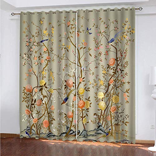Vorhänge Schlafzimmer 3D Rosa Blumen Vogel Verdunkelung 200x200 cm Gardinen Blickdichte Ösen Thermo Vorhang, Mit Muster Für Fenster Wohnzimmer Vorhänge Schlafzimmer 3D Rosa Blumen Vogel Verdunkelung 200x200 cm Gardinen Blickdichte Ösen Thermo Vorhang, Mit Muster Für Fenster Wohnzimmer von MAYNUO