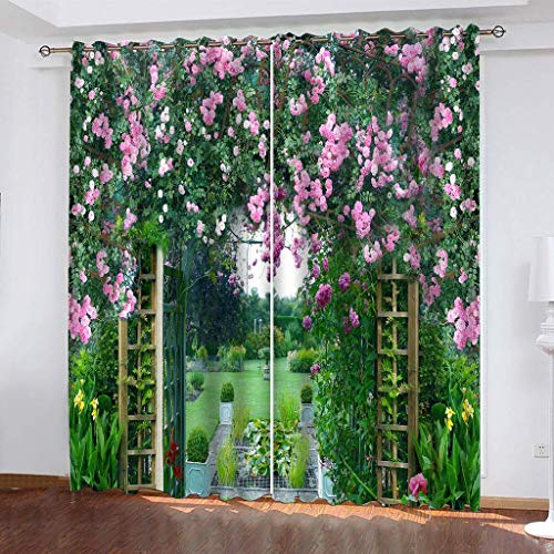 Vorhänge Schlafzimmer 3D Rosa Blumenranken-Print Verdunkelung 200x200 cm Gardinen Blickdichte Ösen Thermo Vorhang, Mit Muster Für Fenster Wohnzimmer Vorhänge Schlafzimmer 3D Rosa Blumenranken-Print Verdunkelung 200x200 cm Gardinen Blickdichte Ösen Thermo Vorhang, Mit Muster Für Fenster Wohnzimmer von MAYNUO