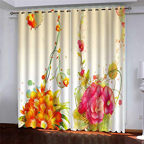 Vorhänge Schlafzimmer 3D Rote Blumen Pflanzen Verdunkelung 200x200 cm Gardinen Blickdichte Ösen Thermo Vorhang, Mit Muster Für Fenster Wohnzimmer Vorhänge Schlafzimmer 3D Rote Blumen Pflanzen Verdunkelung 200x200 cm Gardinen Blickdichte Ösen Thermo Vorhang, Mit Muster Für Fenster Wohnzimmer von MAYNUO