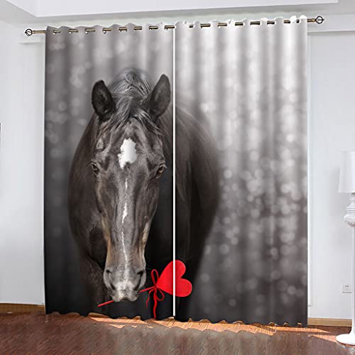 Vorhänge Schlafzimmer 3D Rotes Herz Und Pferd Verdunkelung 200x200 cm Gardinen Blickdichte Ösen Thermo Vorhang, Mit Muster Für Fenster Wohnzimmer Vorhänge Schlafzimmer 3D Rotes Herz Und Pferd Verdunkelung 200x200 cm Gardinen Blickdichte Ösen Thermo Vorhang, Mit Muster Für Fenster Wohnzimmer von MAYNUO