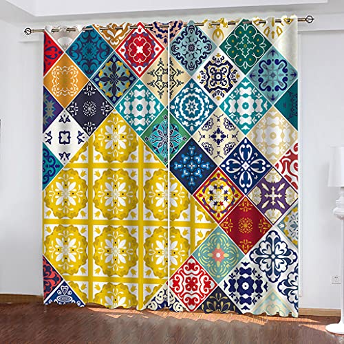 Vorhänge Schlafzimmer 3D Vintage Ethnische Muster Verdunkelung 200x200 cm Gardinen Blickdichte Ösen Thermo Vorhang, Mit Muster Für Fenster Wohnzimmer Vorhänge Schlafzimmer 3D Vintage Ethnische Muster Verdunkelung 200x200 cm Gardinen Blickdichte Ösen Thermo Vorhang, Mit Muster Für Fenster Wohnzimmer von MAYNUO