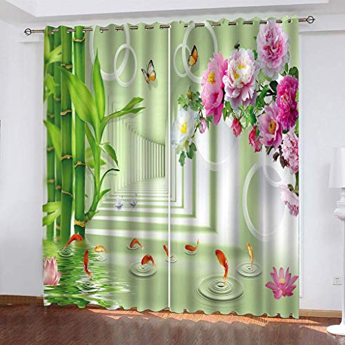 Vorhänge Wohnzimmer Blickdicht Gardinen 3D Blumen Bambusblatt Raumausdehnung Super Weich Schallisoliert Thermovorhänge 264x240Cm Druck Muster Für Schlafzimmer Kinderzimmer Vorhänge Wohnzimmer Blickdicht Gardinen 3D Blumen Bambusblatt Raumausdehnung Super Weich Schallisoliert Thermovorhänge 264x240Cm Druck Muster Für Schlafzimmer Kinderzimmer von MAYNUO