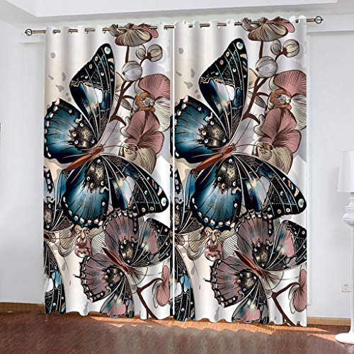 Vorhänge Wohnzimmer Blickdicht Gardinen 3D Blumen-Schmetterlingsmuster Super Weich Schallisoliert Thermovorhänge 264x240Cm Druck Muster Für Schlafzimmer Kinderzimmer Vorhänge Wohnzimmer Blickdicht Gardinen 3D Blumen-Schmetterlingsmuster Super Weich Schallisoliert Thermovorhänge 264x240Cm Druck Muster Für Schlafzimmer Kinderzimmer von MAYNUO