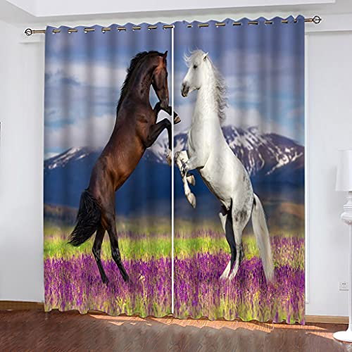 Vorhänge Wohnzimmer Blickdicht Gardinen 3D Blumen Und Tiere Pferde Super Weich Schallisoliert Thermovorhänge 264x240Cm Druck Muster Für Schlafzimmer Kinderzimmer Vorhänge Wohnzimmer Blickdicht Gardinen 3D Blumen Und Tiere Pferde Super Weich Schallisoliert Thermovorhänge 264x240Cm Druck Muster Für Schlafzimmer Kinderzimmer von MAYNUO