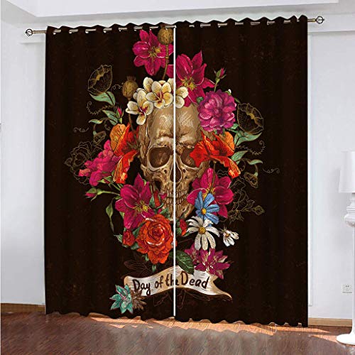 Vorhänge Wohnzimmer Blickdicht Gardinen 3D Rote Blumen Totenköpfe Super Weich Schallisoliert Thermovorhänge 264x240Cm Druck Muster Für Schlafzimmer Kinderzimmer Vorhänge Wohnzimmer Blickdicht Gardinen 3D Rote Blumen Totenköpfe Super Weich Schallisoliert Thermovorhänge 264x240Cm Druck Muster Für Schlafzimmer Kinderzimmer von MAYNUO