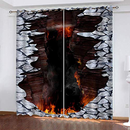 Vorhänge Wohnzimmer Blickdicht Gardinen 3D Rote Flammen Drucke Super Weich Schallisoliert Thermovorhänge 264x240Cm Druck Muster Für Schlafzimmer Kinderzimmer Vorhänge Wohnzimmer Blickdicht Gardinen 3D Rote Flammen Drucke Super Weich Schallisoliert Thermovorhänge 264x240Cm Druck Muster Für Schlafzimmer Kinderzimmer von MAYNUO