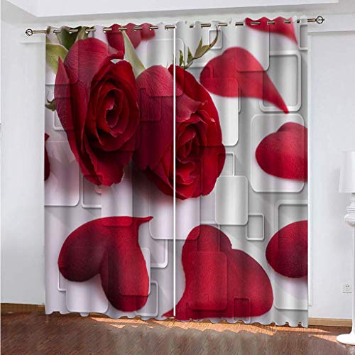 Vorhänge Wohnzimmer Blickdicht Gardinen 3D Rote Rosenblätter Super Weich Schallisoliert Thermovorhänge 264x240Cm Druck Muster Für Schlafzimmer Kinderzimmer Vorhänge Wohnzimmer Blickdicht Gardinen 3D Rote Rosenblätter Super Weich Schallisoliert Thermovorhänge 264x240Cm Druck Muster Für Schlafzimmer Kinderzimmer von MAYNUO