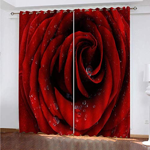 Vorhänge Wohnzimmer Blickdicht Gardinen 3D Rote Rosenblüten Super Weich Schallisoliert Thermovorhänge 264x240Cm Druck Muster Für Schlafzimmer Kinderzimmer Vorhänge Wohnzimmer Blickdicht Gardinen 3D Rote Rosenblüten Super Weich Schallisoliert Thermovorhänge 264x240Cm Druck Muster Für Schlafzimmer Kinderzimmer von MAYNUO