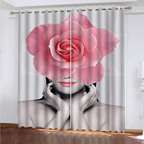 Vorhänge Wohnzimmer Gardinen 3D Blumen-Frauenporträt Verdunklungsvorhänge Ösen, Muster 2Er Set 234x230 cm Blickdichte, Ösenvorhang 2Er Set, Schlafzimmer, Verdunkelung Vorhänge Wohnzimmer Gardinen 3D Blumen-Frauenporträt Verdunklungsvorhänge Ösen, Muster 2Er Set 234x230 cm Blickdichte, Ösenvorhang 2Er Set, Schlafzimmer, Verdunkelung von MAYNUO