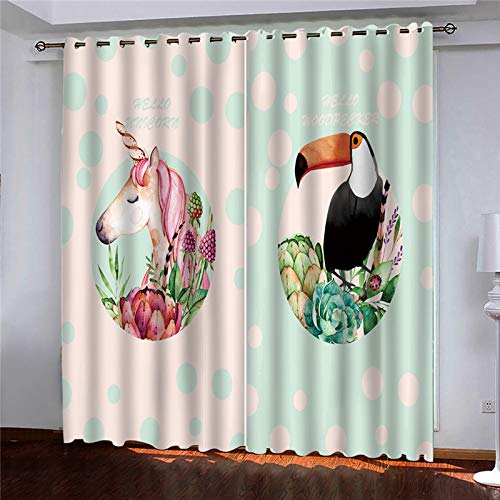 Vorhänge Wohnzimmer Gardinen 3D Blumen Und Kleine Vögel Weiße Pferde Verdunklungsvorhänge Ösen, Muster 2Er Set 234x230 cm Blickdichte, Ösenvorhang 2Er Set, Schlafzimmer, Verdunkelung Vorhänge Wohnzimmer Gardinen 3D Blumen Und Kleine Vögel Weiße Pferde Verdunklungsvorhänge Ösen, Muster 2Er Set 234x230 cm Blickdichte, Ösenvorhang 2Er Set, Schlafzimmer, Verdunkelung von MAYNUO