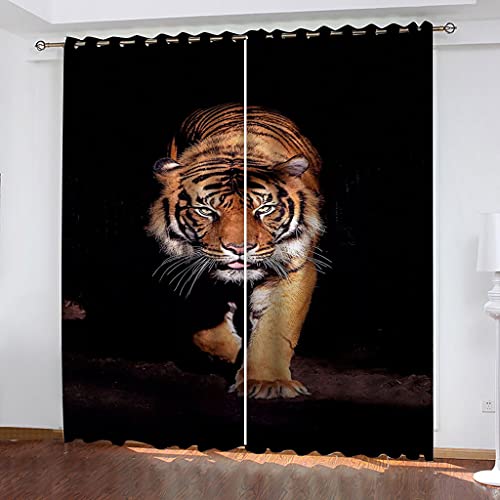 Vorhänge Wohnzimmer Gardinen 3D Gelbe Tiger Verdunklungsvorhänge Ösen, Muster 2Er Set 234x230 cm Blickdichte, Ösenvorhang 2Er Set, Schlafzimmer, Verdunkelung Vorhänge Wohnzimmer Gardinen 3D Gelbe Tiger Verdunklungsvorhänge Ösen, Muster 2Er Set 234x230 cm Blickdichte, Ösenvorhang 2Er Set, Schlafzimmer, Verdunkelung von MAYNUO