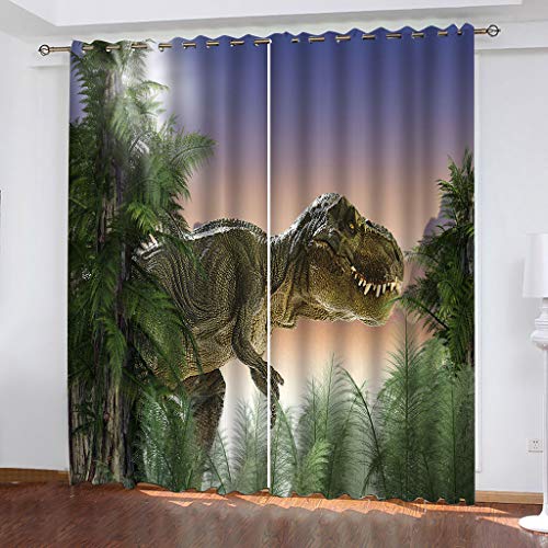 Vorhänge Wohnzimmer Gardinen 3D Grüner Dschungel Dinosaurier Verdunklungsvorhänge Ösen, Muster 2Er Set 234x230 cm Blickdichte, Ösenvorhang 2Er Set, Schlafzimmer, Verdunkelung Vorhänge Wohnzimmer Gardinen 3D Grüner Dschungel Dinosaurier Verdunklungsvorhänge Ösen, Muster 2Er Set 234x230 cm Blickdichte, Ösenvorhang 2Er Set, Schlafzimmer, Verdunkelung von MAYNUO