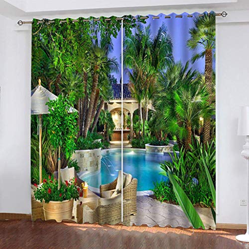 Wohnzimmer Gardinen Gartenvilla-Landschaft 2 Stück Muster Verdunkelungsvorhang Schlafzimmer 280x260Cm Thermovorhang Schlafzimmer Farben Kinderzimmer Fensterdekoration Wohnzimmer Gardinen Gartenvilla-Landschaft 2 Stück Muster Verdunkelungsvorhang Schlafzimmer 280x260Cm Thermovorhang Schlafzimmer Farben Kinderzimmer Fensterdekoration von MAYNUO