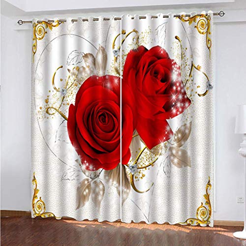 Wohnzimmer Gardinen Rote Rosenblumen 2 Stück Muster Verdunkelungsvorhang Schlafzimmer 280x260Cm Thermovorhang Schlafzimmer Farben Kinderzimmer Fensterdekoration Wohnzimmer Gardinen Rote Rosenblumen 2 Stück Muster Verdunkelungsvorhang Schlafzimmer 280x260Cm Thermovorhang Schlafzimmer Farben Kinderzimmer Fensterdekoration von MAYNUO