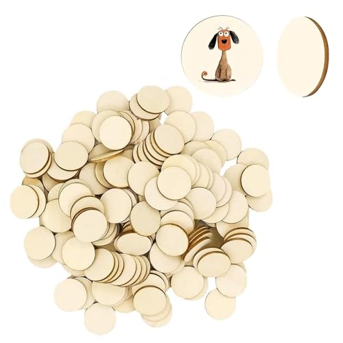 MAYOKIAAR 400 Stück 20mm Stück Rundholzplatte, 2.5cm Dicke Unbehandelt Natürliche Holzscheiben, für DIY, Handwerksprojekte, Dekoration von MAYOKIAAR