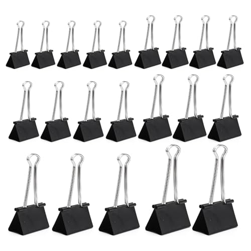 MAYOKIAAR 120 Stück Schwarze Foldback Klammern, 15mm, 19mm, 25mm, 32mm, 41mm, 51mm - Büroklammern Set für Schule, Papierarbeiten, Vielzweckklammern, Robuste Metallklammern von MAYOKIAAR