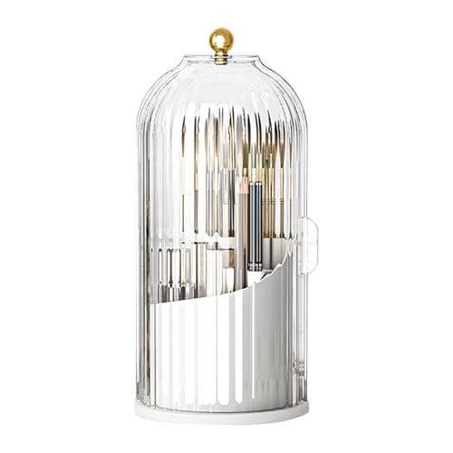 MAYOKIAAR Drehbare Schmuckaufbewahrung, Schmuckkästen,360 drehbarer Make-up-Pinselhalter, Mit Deckel Großes, Schmuckschatulle Groß Schmuck Organizer für Ringe Ohrringe Armbänder Halsketten (Weiß) von MAYOKIAAR