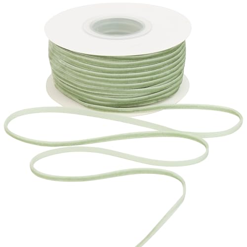 MAYREEL Samtband, 0,3 cm, Salbeigrün, dünn, olivgrün, Vintage-Band für Hochzeitseinladungen, Geschenkverpackungen, Partygeschenkboxen, 45,7 m von MAYREEL
