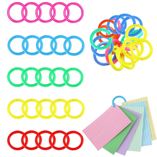 100 Stück Kunststoff-Ringe für lose Blätter, 35 mm, Ringclips für Karteikarten, bunte Binderinge, DIY-Papierringe für Schlüsselanhänger, Sammelalbum, Flipbooks, Farbmuster 100 Stück Kunststoff-Ringe für lose Blätter, 35 mm, Ringclips für Karteikarten, bunte Binderinge, DIY-Papierringe für Schlüsselanhänger, Sammelalbum, Flipbooks, Farbmuster von MAYUCYING